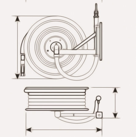 Wall Mounted AUTOMATIC swinging Hose Reel with gauge and Fire Hose 1” 30m - Image 2